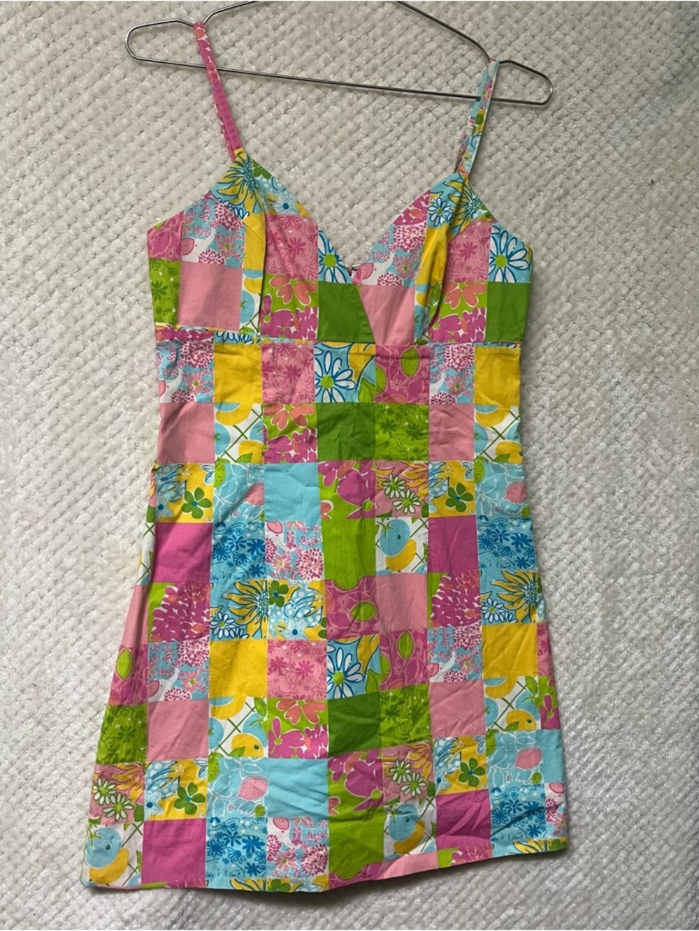 Lilly Pulitzer Vintage Patchwork Dress Colorful Floral Cotton Blend Beach Sz 6 - Picture 2 of 16